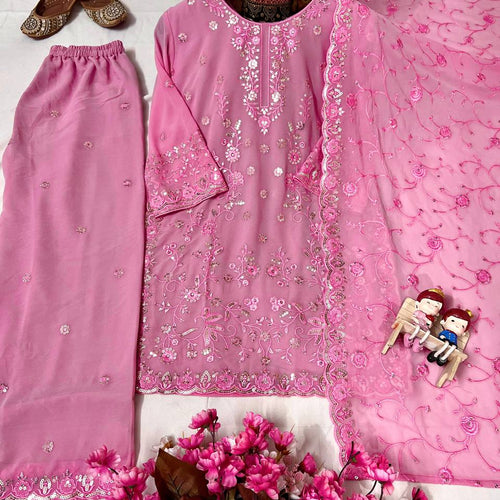 Light Pink Color Sequence Embroidery Work Designer Party Wear Salwar Suit