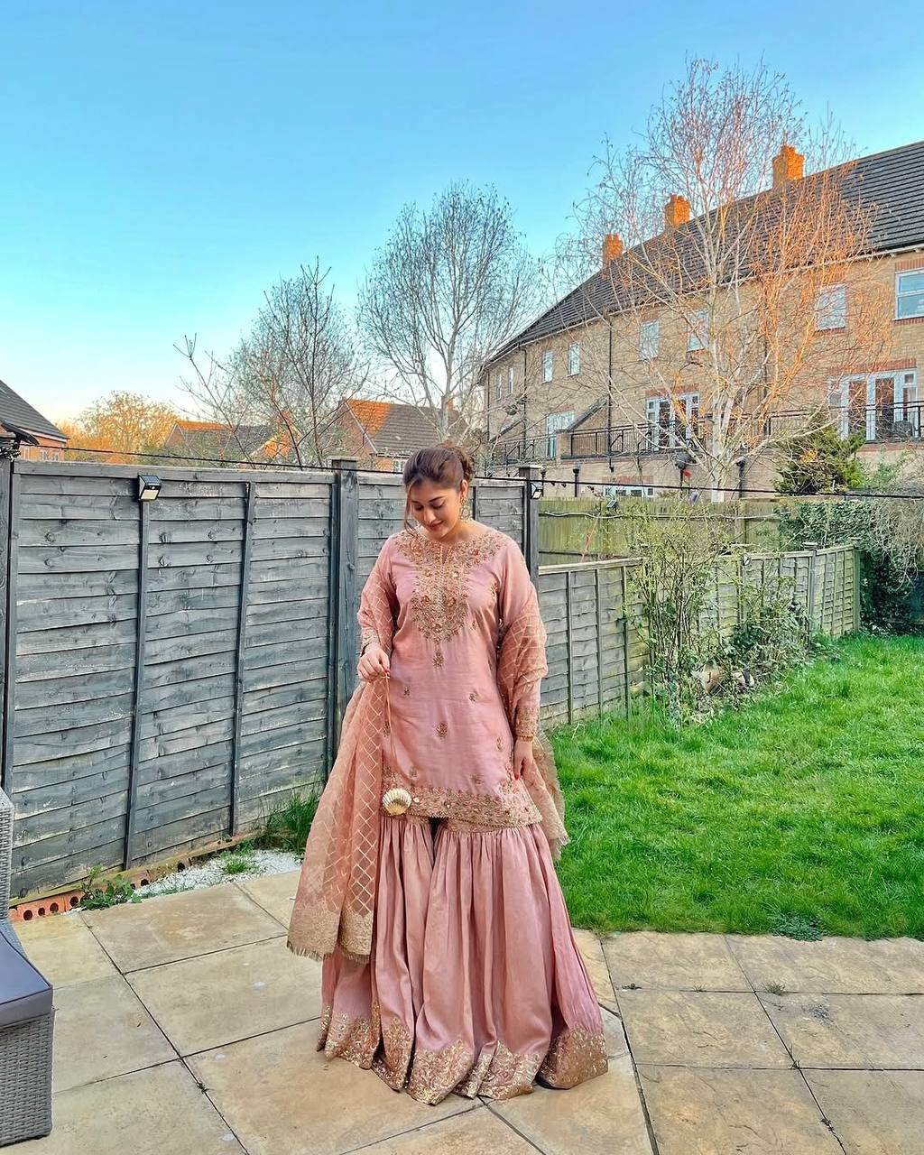 Baby Pink Color Sequence Embroidery Work Designer Party Wear Shrara Suit