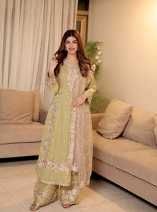 Pista Color Sequence Embroidery Work Designer Party Wear Palazzo Suit