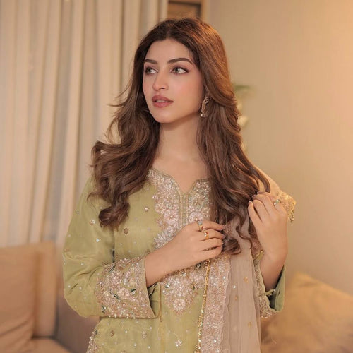 Pista Color Sequence Embroidery Work Designer Party Wear Palazzo Suit