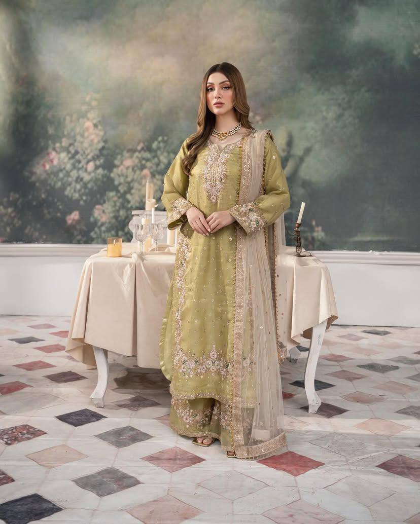 Pista Color Sequence Embroidery Work Designer Party Wear Palazzo Suit