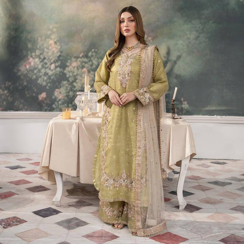 Pista Color Sequence Embroidery Work Designer Party Wear Palazzo Suit