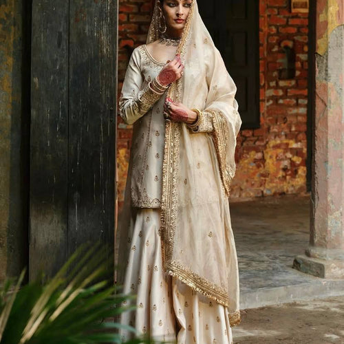 Off-White Color Sequence Embroidery Work Designer Party Wear Palazzo Suit