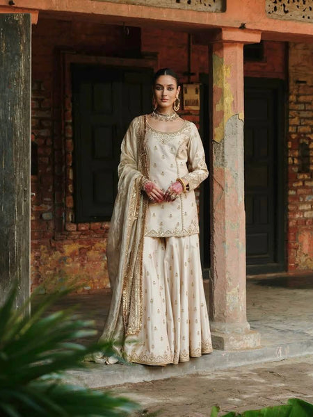 Off-White Color Sequence Embroidery Work Designer Party Wear Palazzo Suit