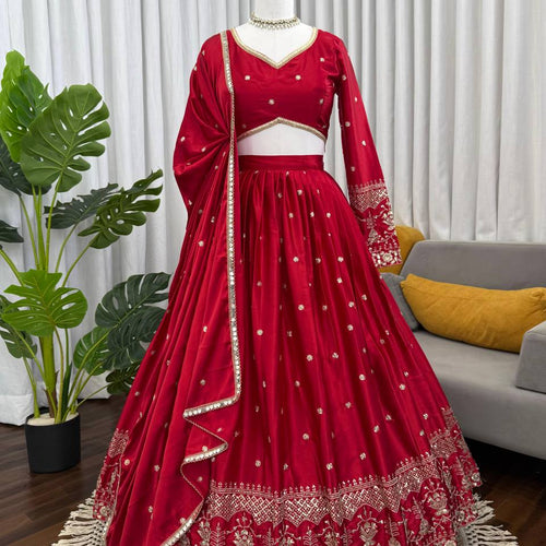 Red Color Sequence Work Designer Wedding Wear Lehenga Choli