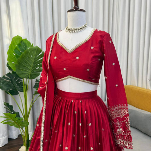 Red Color Sequence Work Designer Wedding Wear Lehenga Choli