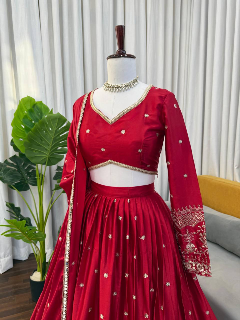 Red Color Sequence Work Designer Wedding Wear Lehenga Choli