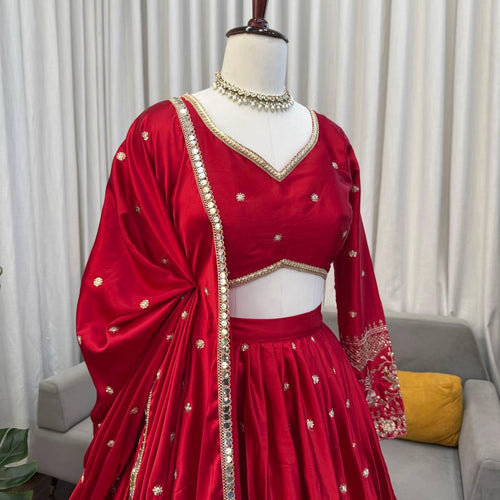 Red Color Sequence Work Designer Wedding Wear Lehenga Choli