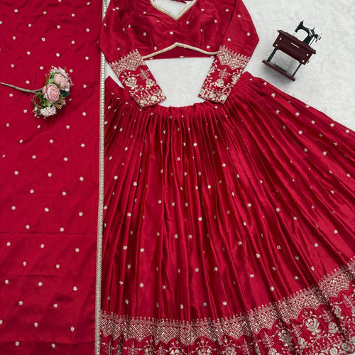 Red Color Sequence Work Designer Wedding Wear Lehenga Choli