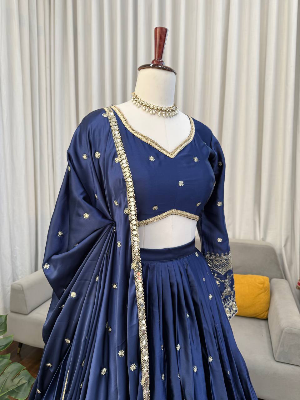 Blue Color Wedding Wear Designer Embroidered Lehenga Choli