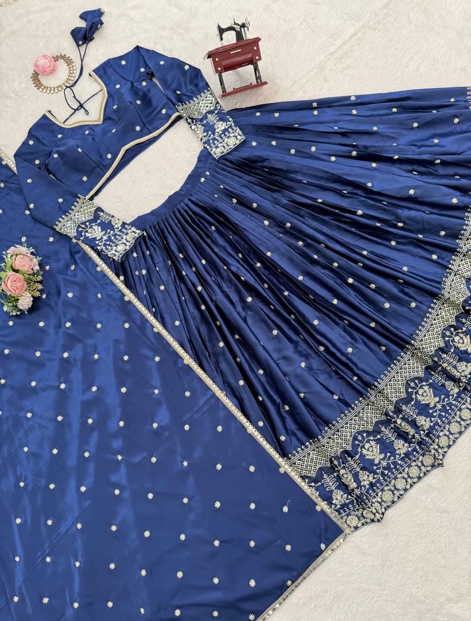 Blue Color Wedding Wear Designer Embroidered Lehenga Choli