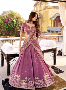 Pink Color Wedding Wear Heavy Sequence Thread Work Lehenga
