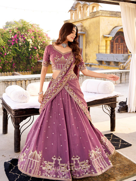 Pink Color Wedding Wear Heavy Sequence Thread Work Lehenga