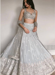 Gray Color Wedding Wear Designer Heavy Silk Lehenga Choli