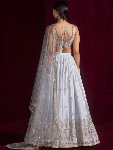 Gray Color Wedding Wear Designer Heavy Silk Lehenga Choli