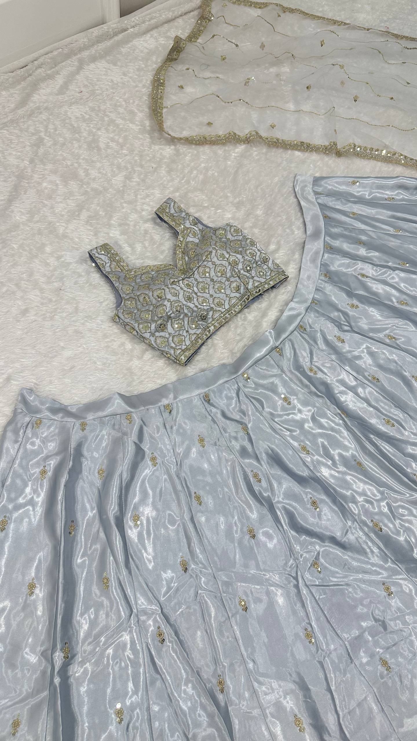 Gray Color Wedding Wear Designer Heavy Silk Lehenga Choli