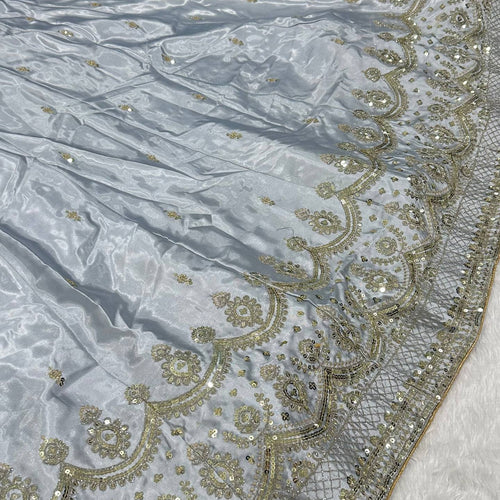 Gray Color Wedding Wear Designer Heavy Silk Lehenga Choli