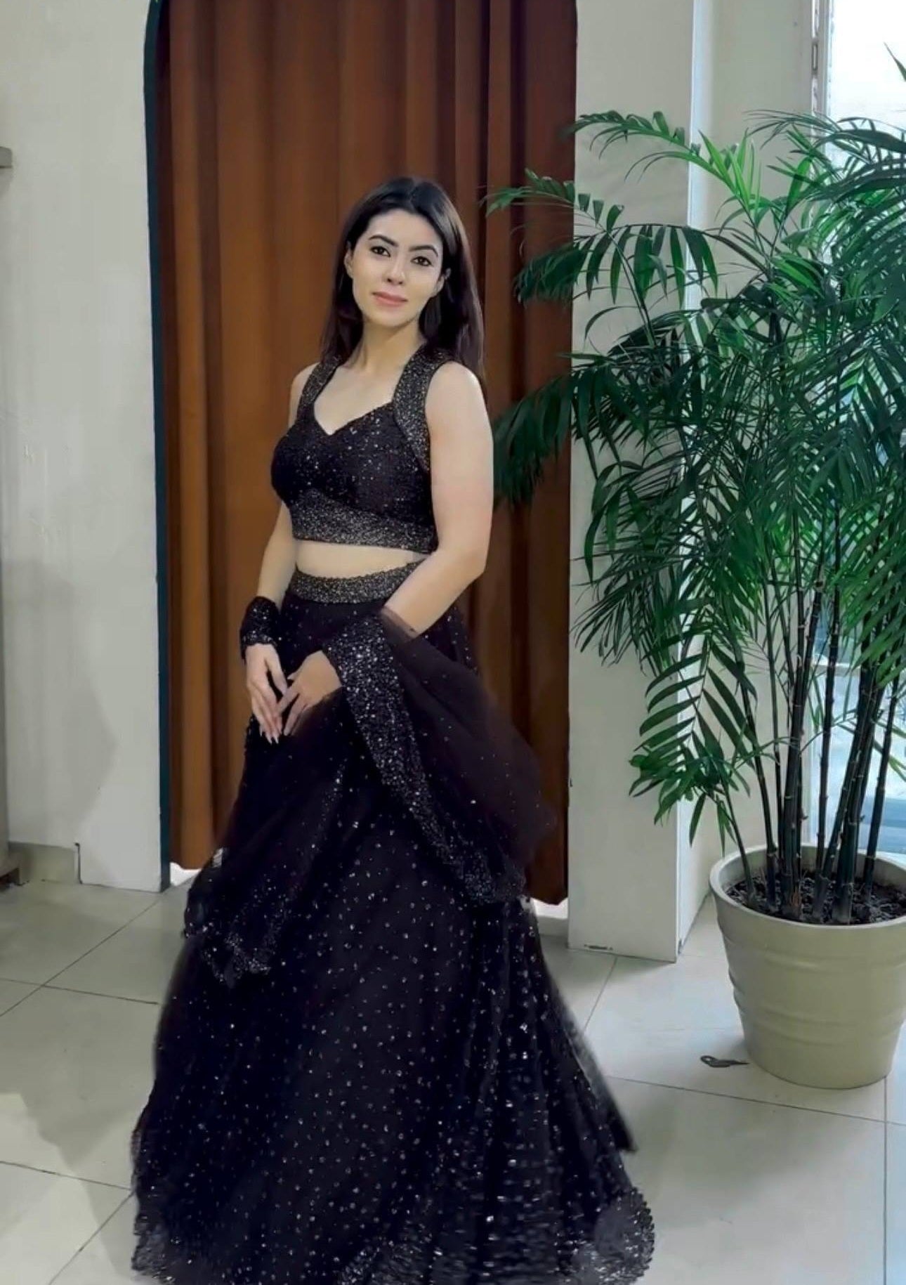 Black Color Designer Sequence Embroidery Work Lehenga Choli