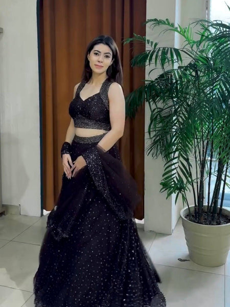 Black Color Designer Sequence Embroidery Work Lehenga Choli