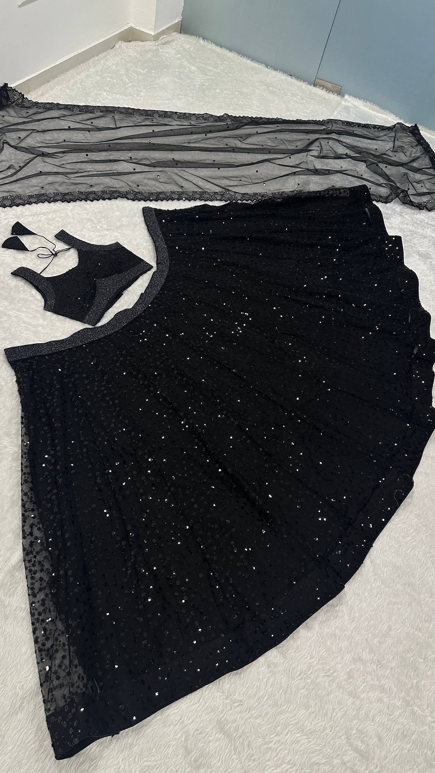 Black Color Designer Sequence Embroidery Work Lehenga Choli