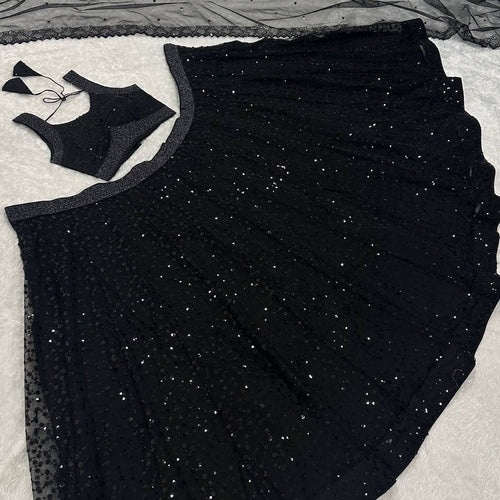 Black Color Designer Sequence Embroidery Work Lehenga Choli