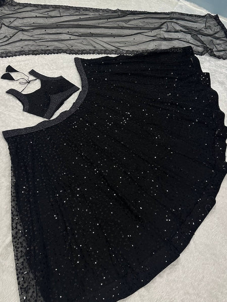 Black Color Designer Sequence Embroidery Work Lehenga Choli