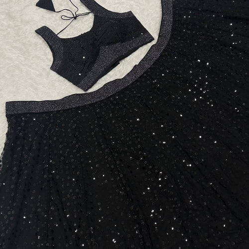 Black Color Designer Sequence Embroidery Work Lehenga Choli
