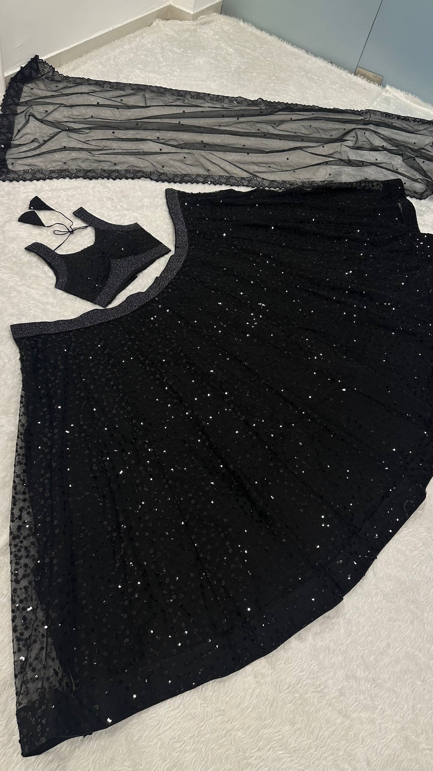 Black Color Designer Sequence Embroidery Work Lehenga Choli