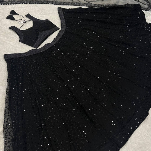 Black Color Designer Sequence Embroidery Work Lehenga Choli