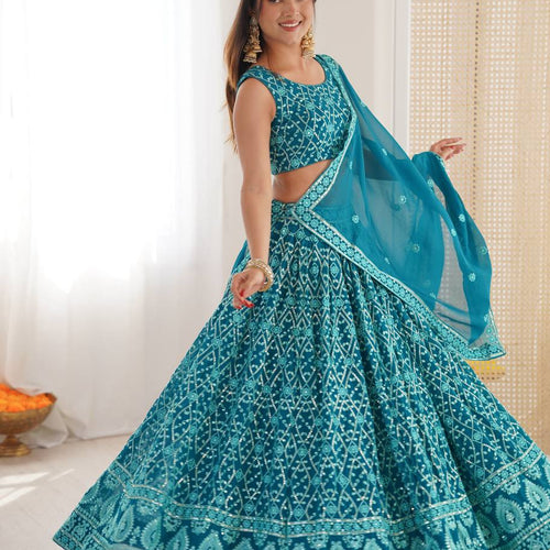 Rama Color Georgette Party Wear Designer Lehenga Choli