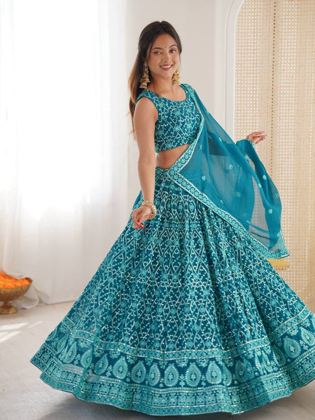 Rama Color Georgette Party Wear Designer Lehenga Choli