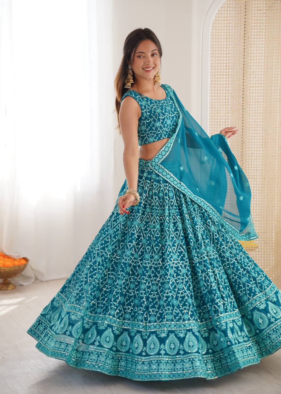 Rama Georgette Party Wear Designer Lehenga Choli – Wedding & Festive Wear