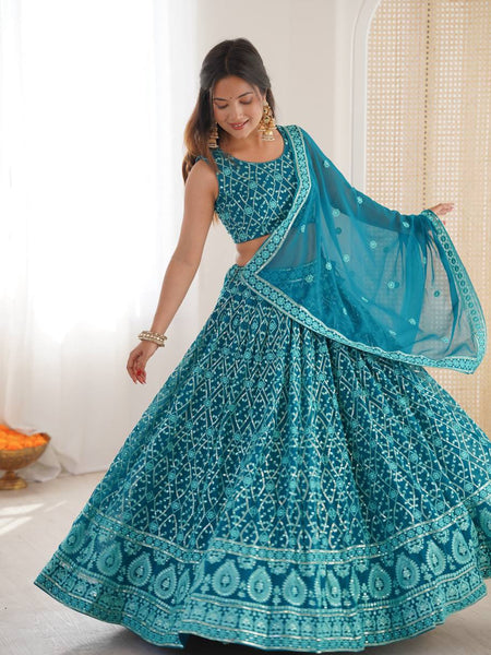 Rama Color Georgette Party Wear Designer Lehenga Choli