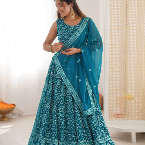 Rama Color Georgette Party Wear Designer Lehenga Choli