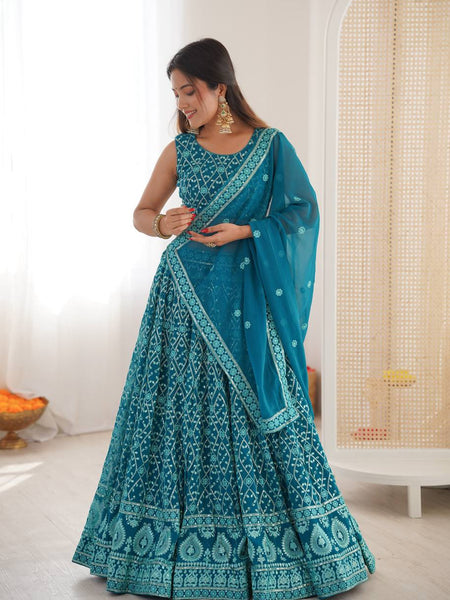 Rama Color Georgette Party Wear Designer Lehenga Choli