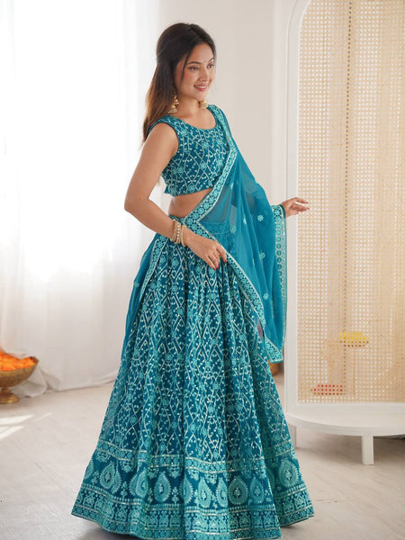 Rama Color Georgette Party Wear Designer Lehenga Choli