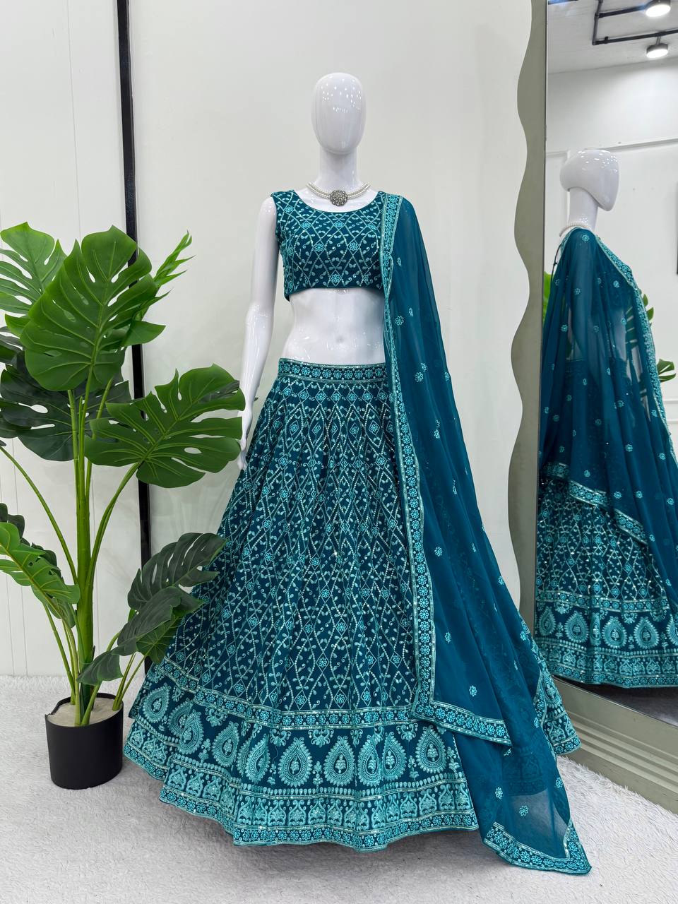 Rama Color Georgette Party Wear Designer Lehenga Choli