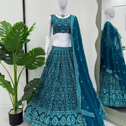 Rama Color Georgette Party Wear Designer Lehenga Choli