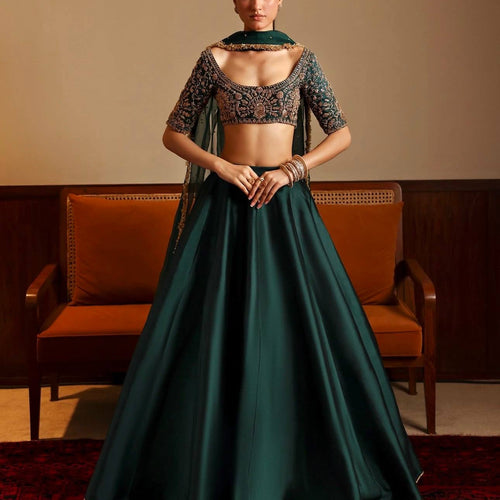Dark Green Color Wedding Wear Designer Trendy Lehenga Choli