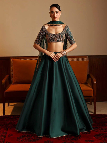 Dark Green Color Wedding Wear Designer Trendy Lehenga Choli