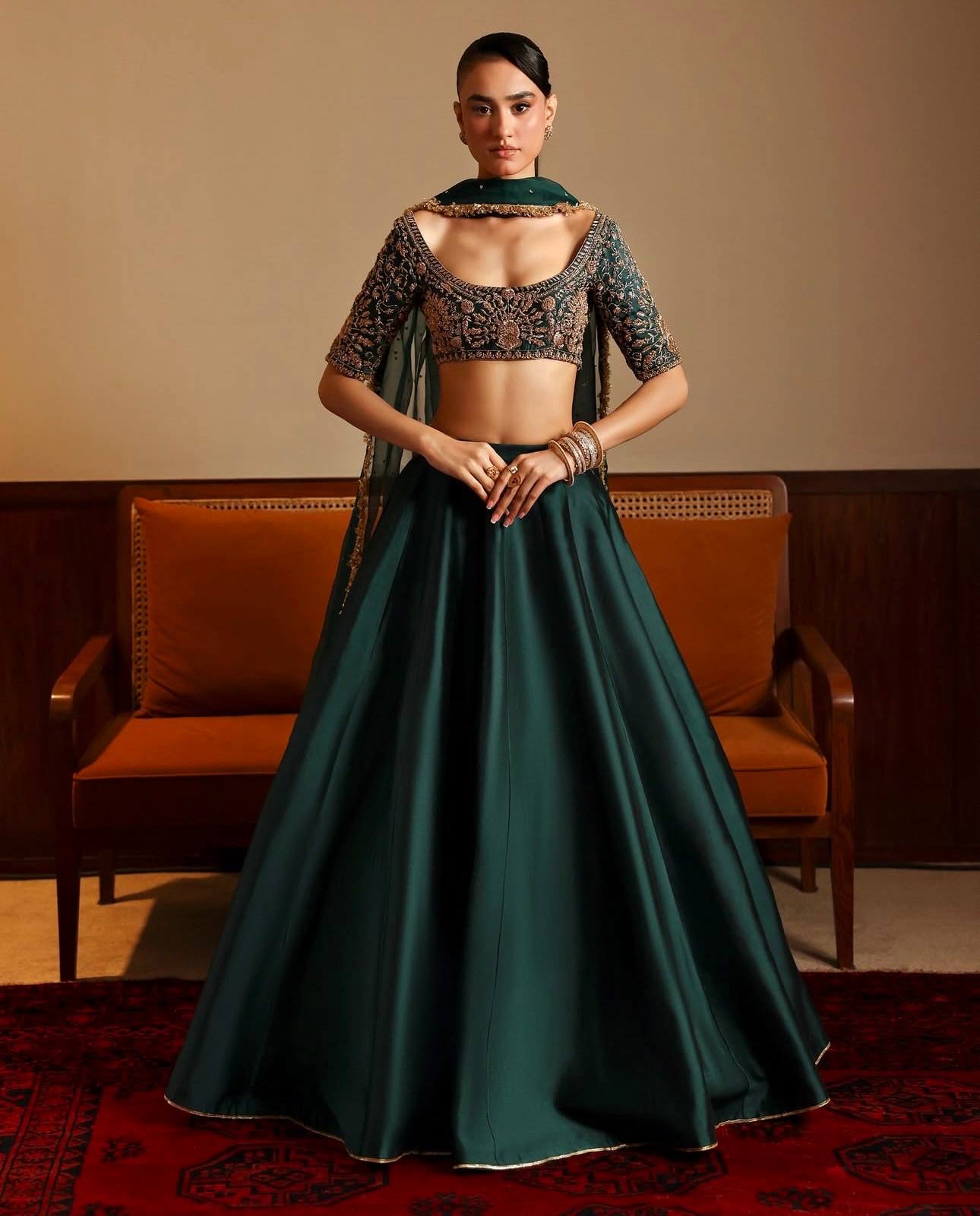 Dark Green Color Wedding Wear Designer Trendy Lehenga Choli