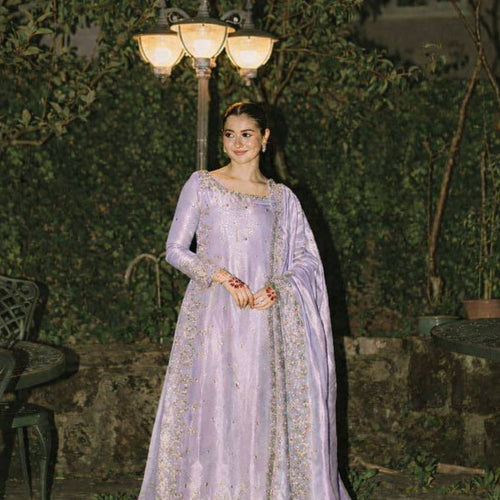 Lavender Color Party Wear Embroidery Work Palazzo Suit