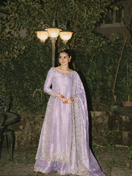 Lavender Color Party Wear Embroidery Work Palazzo Suit
