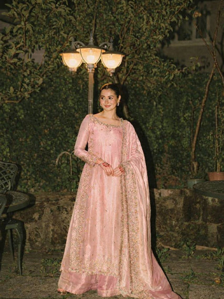 Peach Color Party Wear Embroidery Work Palazzo Suit