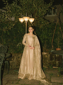 Cream Color Party Wear Embroidery Work Palazzo Suit