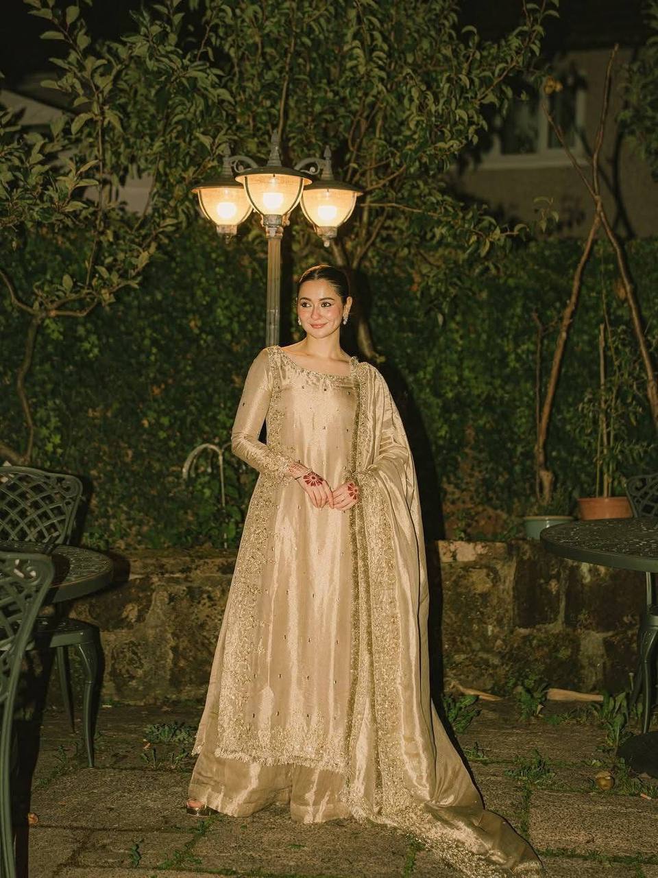 Cream Color Party Wear Embroidery Work Palazzo Suit