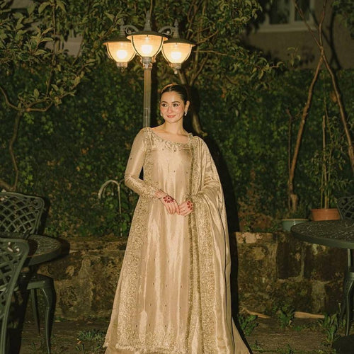 Cream Color Party Wear Embroidery Work Palazzo Suit