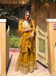 Yellow Wedding Wear Designer Georgette Embroidery Work Suit