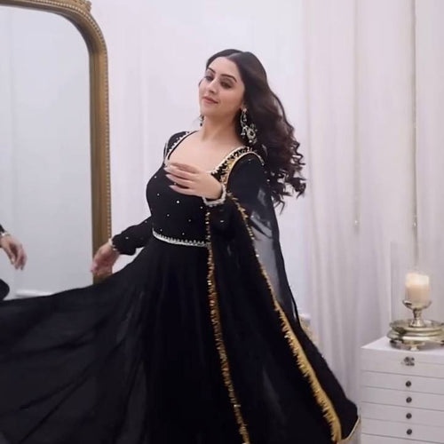 Black Color Party Wear Designer Georgette Anarkali Gown