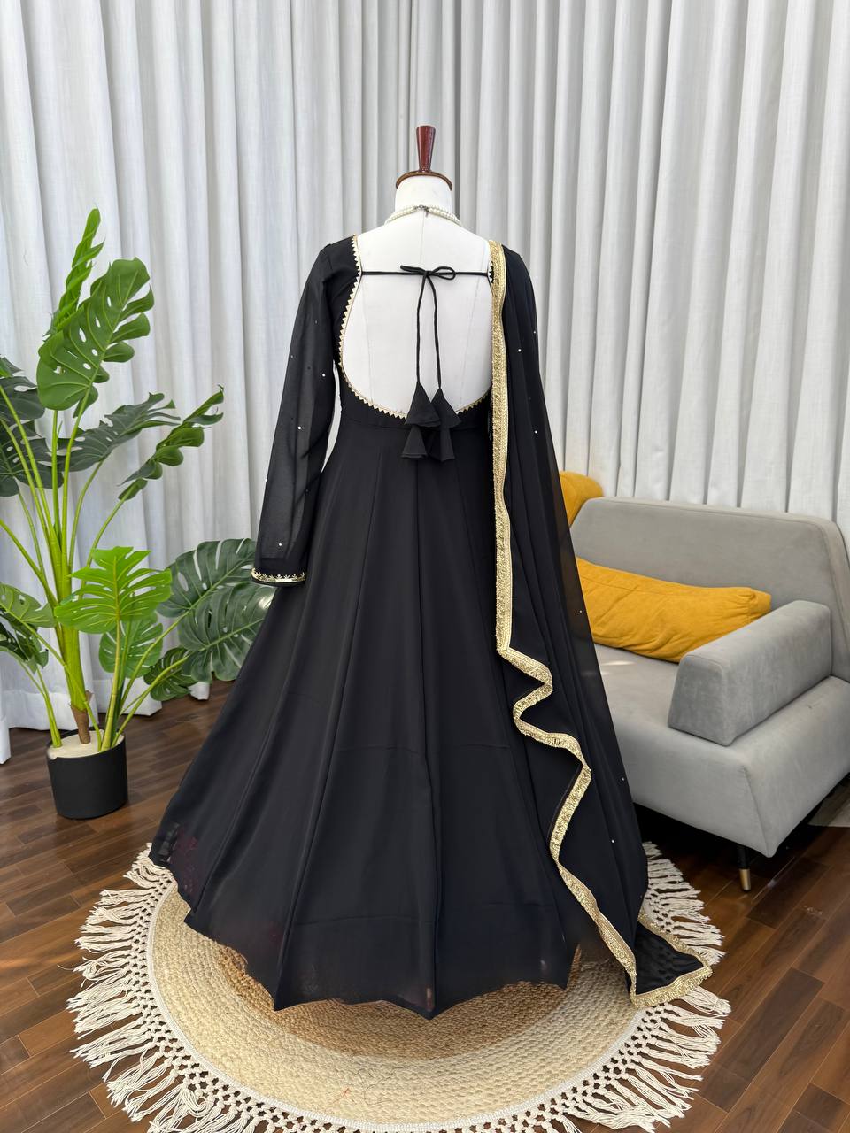 Black Color Party Wear Designer Georgette Anarkali Gown